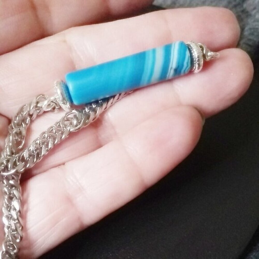 Surf & Ocean Blues: Minimalist Agate Chain Bracelet - Adjustable for 7-8" Wrists - Picture 6 of 9